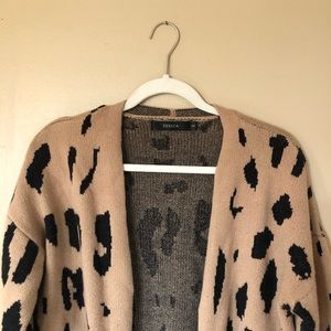 Zesica Open Front Leopard Cardigan